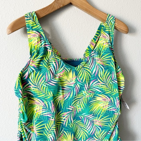 Lands' End V Neck Side Tie Underwire Tankini Swim Top Women's Plus Size 16 - Picture 5 of 9